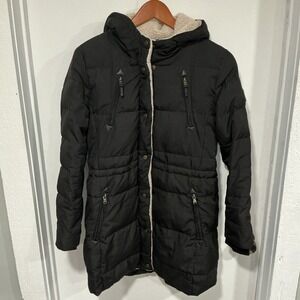 Women's Black Hooded Puffer Coat